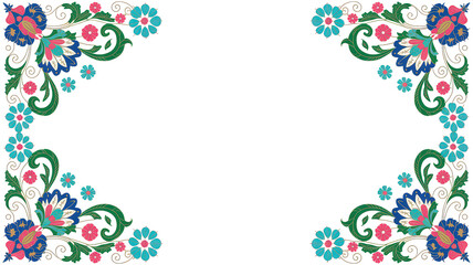 Victorian Floral Corner Design with Vibrant Colors