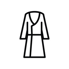 A lined drawing of a robe with a Vneck overlapping front long sleeves and a belted waist