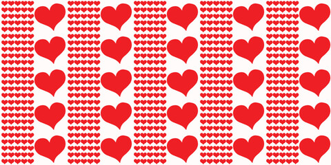 Illustration of a seamless pattern background with hearts arranged in a long row.