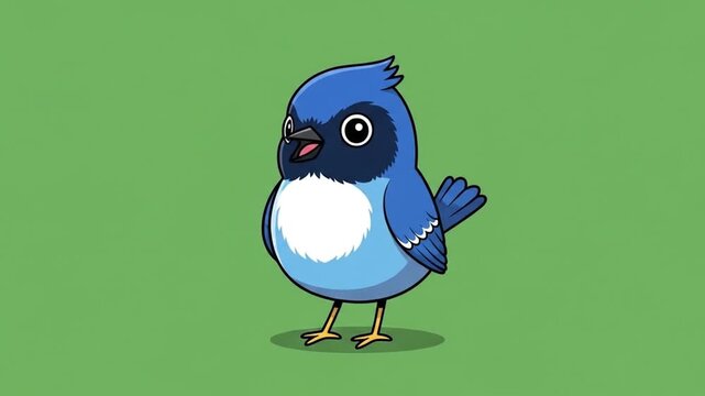 Animated Blue Bird Character Cycle for Game Design on green background video