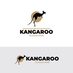 Silhouette of kangaroo logo design 
