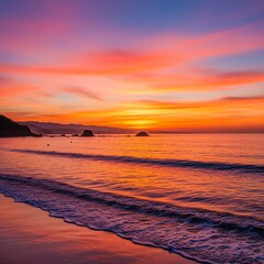 Naklejka premium sunset over the beach