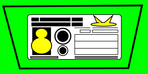 Illustration of Individual Number Card (My Number Card) in a speech bubble, front side. The card is black on a green background, all around it is transparent.