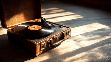 Old typewriter on a desk with a rainy window view behind, creating a nostalgic writer's workspace with moody overcast lighting. Inspiring for writers.