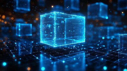 Futuristic Blockchain Technology Digital Data Cube Network. - Powered by Adobe