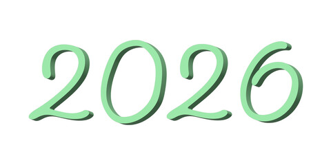 3d happy New Year doodle 2026 numbers Single element for calendar, card, banner, flyer, web, poster, design, decor
