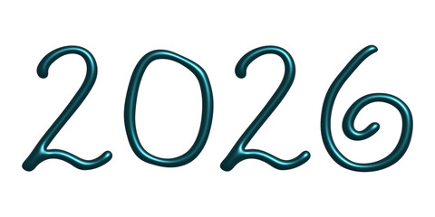 3d happy New Year doodle 2026 numbers Single element for calendar, card, banner, flyer, web, poster, design, decor