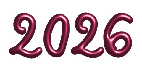 3d happy New Year doodle 2026 numbers Single element for calendar, card, banner, flyer, web, poster, design, decor