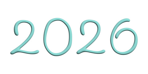 3d happy New Year doodle 2026 numbers Single element for calendar, card, banner, flyer, web, poster, design, decor