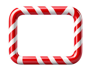 Festive Candy Cane Border Frame, Isolated on Transparent Background PNG