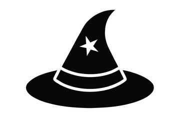 wizard hat silhouette icon. Vector clipart black illustration design