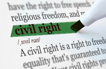 the definition of the word CIVIL RIGHT highlighted in green