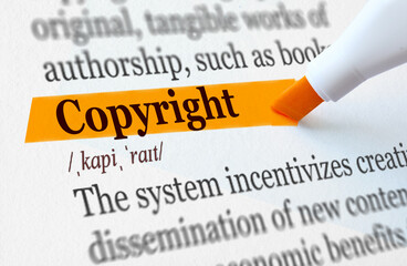 the definition of the word COPYRIGHT highlighted in orange