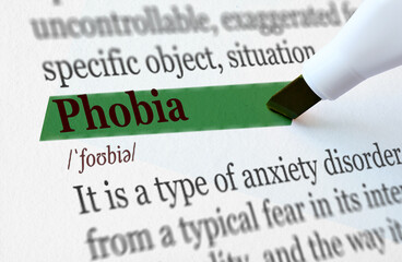 the definition of the word PHOBIA highlighted in green
