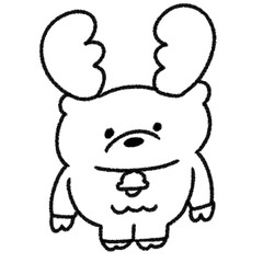 首にベルをつけたクリスマスのトナカイのイラスト (モノクロ)