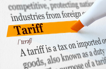the definition of the word TARIFF highlighted in orange