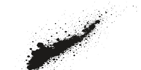 Black ink splatter vector illustration with paint brush abstract background