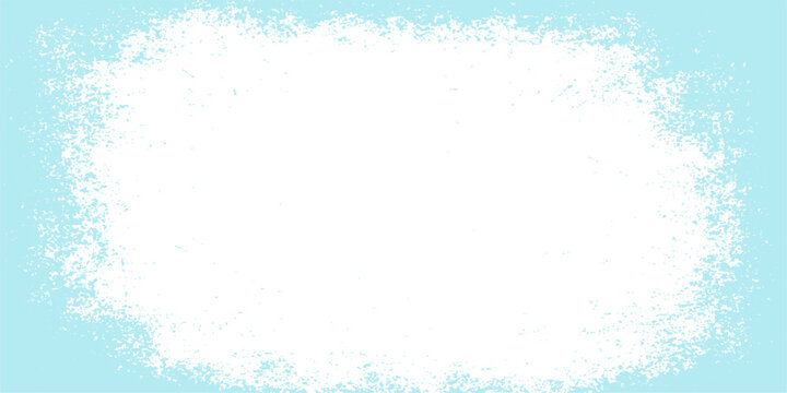 Blue grunge frame with abstract snowy background and winter design elements
