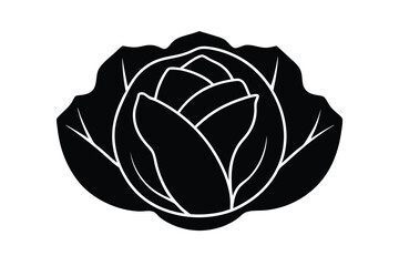 cabbage silhouette icon. Vector clipart black illustration design