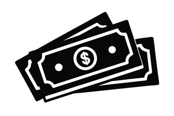 cash silhouette icon. Vector clipart black illustration design