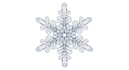 Detailed snowflake isolated on transparent background, showcasing the intricate beauty of winters crystalline formations, perfect for seasonal designs and festive themes