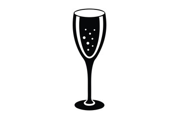 champagne glass silhouette icon. Vector clipart black illustration design