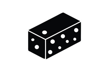 cheese block silhouette icon. Vector clipart black illustration design