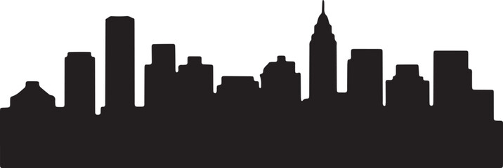 New York City Skyline Silhouette Vector Cityscape Architecture Travel Icon
