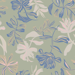 Neutral Colour Abstract Floral Seamless Pattern Design