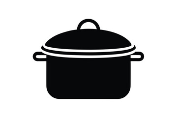 cooking pot silhouette icon. Vector clipart black illustration design