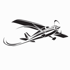 Biplane Retro Airplane Illustration Vintage Plane logo Vector on white background © Imam