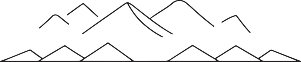 Mountain Range Silhouette Design, Landscape Scenery, Adventure Travel Element