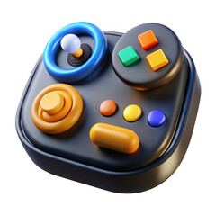 Retro video game controller with colorful buttons and joystick gaming entertainment isolated on transparent background