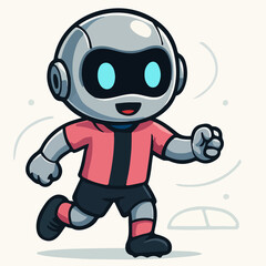 Robot Soccer Mascot in Pink-Black Kit — Cartoon Tech Player