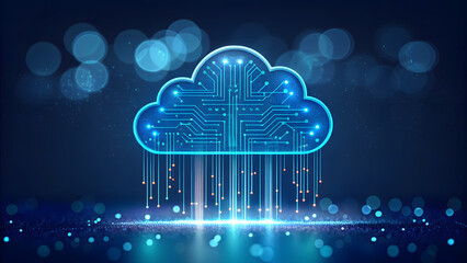 Cloud computing technology with digital data network background
