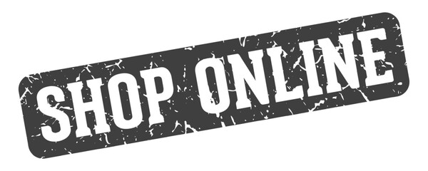 shop online rectangular sign. shop online stamp