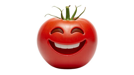Funny happy tomato face isolated on transparent background