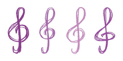 Fototapeta premium Set of treble clef doodle. Hand drawn musical symbol. Single element for print, web, design, decor, logo