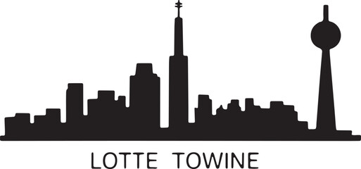 Obraz premium Lotte Towine Seoul South Korea Silhouette Black Cityscape Vector Flat Design