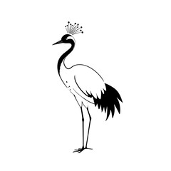 Obraz premium Crane. Crane simple black and white line art vector logo