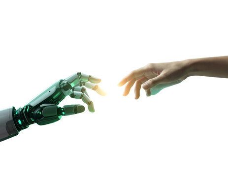 Hyper-detailed 8K PNG of a futuristic robot hand and human hand levitating mid-air, 635378