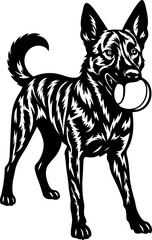 Stylized Dutch Shepherd Dog with Tennis Ball