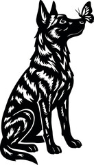 Dutch Shepherd Dog with Butterfly Silhouette Art