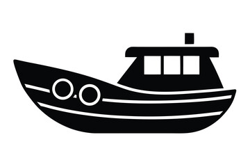 lifeboat silhouette icon. Vector clipart black illustration design