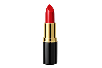 Obraz premium Red lipstick in golden and black case, transparent background
