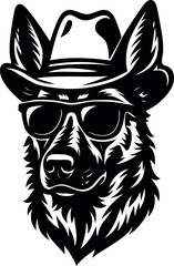 Cool Dutch Shepherd Dog with Sunglasses and a Fedora