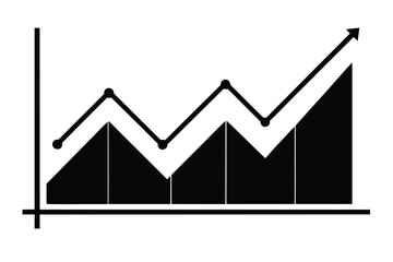 line chart silhouette icon. Vector clipart black illustration design