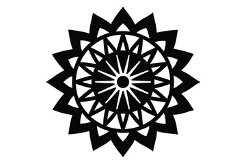 mandala circle silhouette icon. Vector clipart black illustration design
