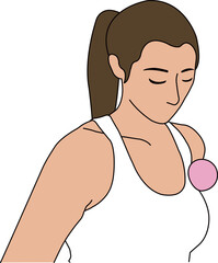 Fototapeta premium Massage Ball Exercise Series – Woman Using Massage Ball on Chest Muscles Illustration