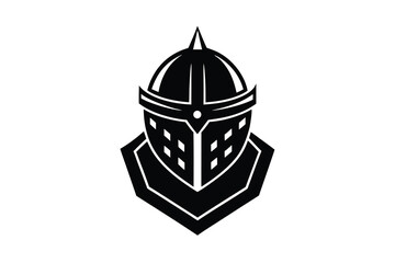 medieval knight helmet silhouette icon. Vector clipart black illustration design